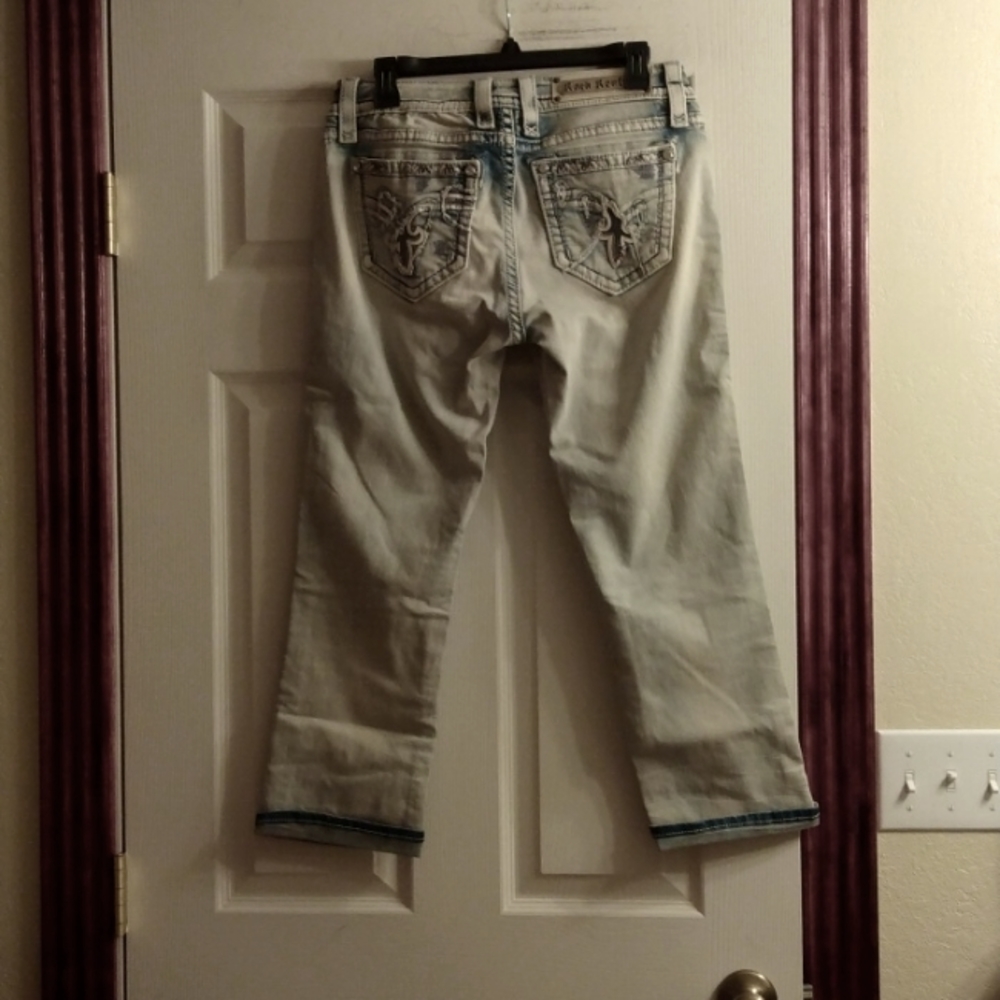 Rock Revival Light Blue Cropped Jeans Size 29 NWT - Picture 5 of 9